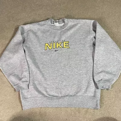 Vintage Nike Jumper Small Grey White Tag 90’s Spellout Sweatshirt Long Sleeve • $80.91