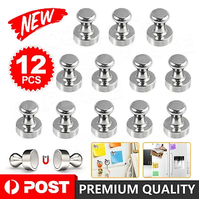 $8.45 • Buy 12pcs Strong Fridge Magnets Push Pin Neodymium Metal Magnetic Office Whiteboard
