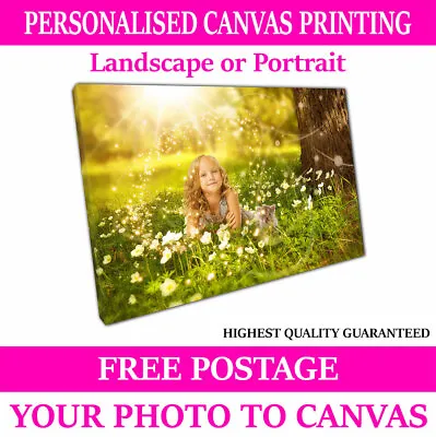 Personalised Framed Photo Canvas Print Custom Large Box Printing Ready To Hang • £13.59