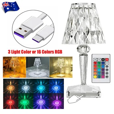 LED RGB Crystal Table Lamps Night Lights For Bedroom Bedside Desk Chrismas Gift • $23.65