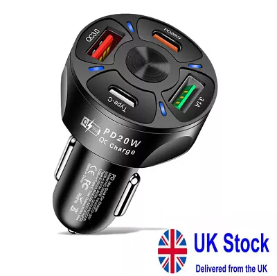 Fast Car Charger 4 USB Port + Type C Universal Socket Adapter For Iphone Samsung • £5.49