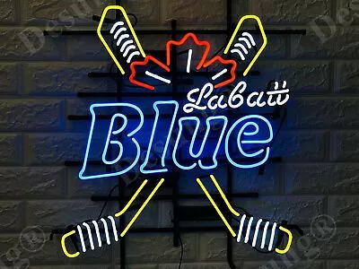 New Labatt Blue Hockey Sticks Lamp Neon Light Sign 24 X20  Beer Handmade Glass • $225.25