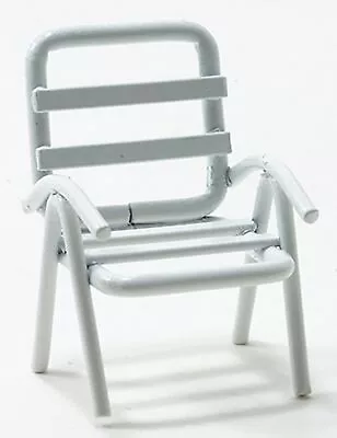 Dollhouse Miniature 1:24 Scale Lawn Chair In White Metal • $4.99