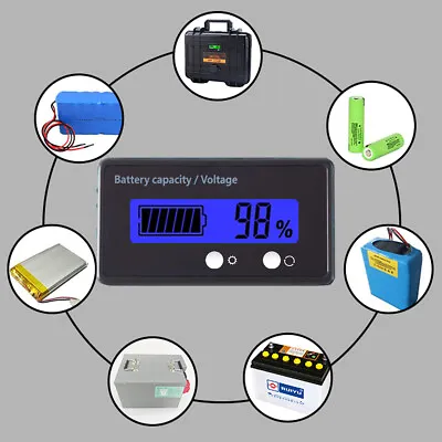 Car LCD 12-48V Lead-Acid Battery Status Voltage Voltmeter Monitor Meter Blue • $12.77