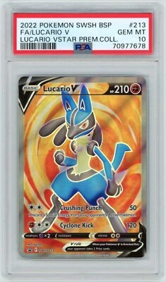 $79 • Buy PSA 10 Lucario V 2022 Pokemon Vstar Premium Collection SWSH BSP #213 GEM Mint