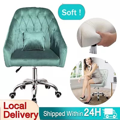 Home Office Velvet Green Desk Chair Soft Seat 360° Swivel Modern Computer Chair • $113.04