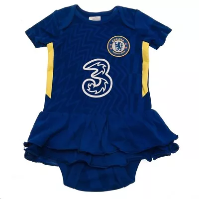 Chelsea FC Football Kit Tutu Baby Girls 3 6 Months 2021-22 Kit Babygrow Dress B8 • £9.99