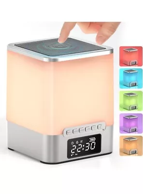 DISCOUNT Vicsoon Alarm Clock Bed Lamp Night Light Bluetooth Auto Off Multi Color • $19.99