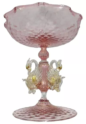 Antique SALVIATI Murano Hand Blown Venetian Art Glass Candy Compote Dish ITALY • $199.95