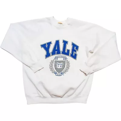 Vintage Yale University Sweatshirt Adult  Large White Pullover Crew Neck 1980s • $69.99