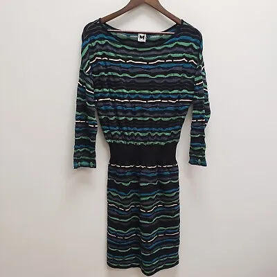 Missoni Womens Wool Blend Sweater Dress Size 4 Black Green Long Sleeve Pullover • $74.88