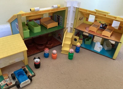 £12.99 • Buy Vintage Fisher Price Play Family House 1969 With People And Furniture VGC