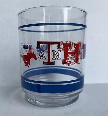 VINTAGE 1980s SOUTHWEST FOOTBALL CONFERENCE GLASS FLYING T TCU Texas Longhorns • $23.99