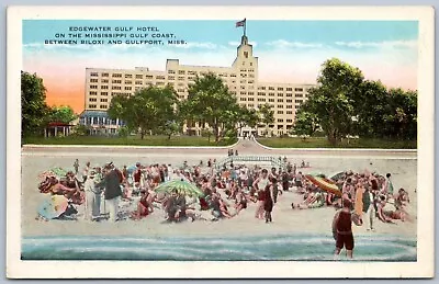 Postcard Biloxi MS Edgewater Gulf Hotel Beach Mississippi Gulf Coast MS06 • $7.99