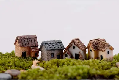 4Pcs Miniature Gardening Landscape Micro Village Stone Houses Thumbnail House Th • $11.29