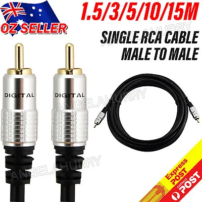 Single RCA Cable For Subwoofer Digital Coaxial Audio Video Gold Plated NEW • $8.53