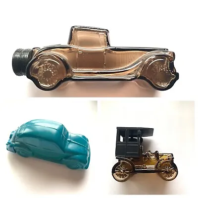 Vintage Avon Car Glass Cologne Decanters Set Of 3 Teal Brown Automobiles • $17.99