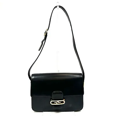 Vintage GUCCI Bag Purse Black Saddle Shoulder Leather Authentic • $129