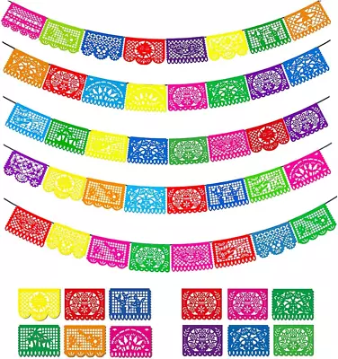 5 Packs 85 Ft Mexican Party Banners Large Plastic Papel Picado Banner • $23.25
