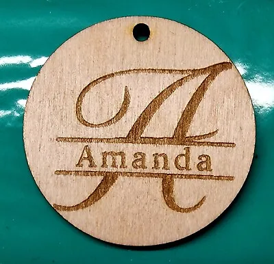 Personalised Round Keyring  Name Fob Tag Handmade Wooden Laser Engraved 45mm • £1.99