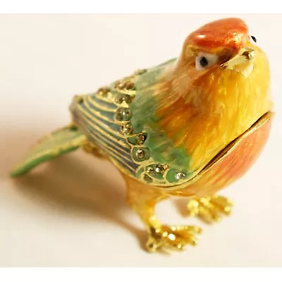 Bejeweled Enameled Animal Trinket Box/Figurine With Rhinestones-Cute Sparrow • $15.99