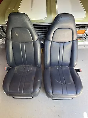 Blue Vinyl Bucket Seats W/Tracks Good For Hot Rat Rod 98 99 00 01 Chevrolet Van  • $300