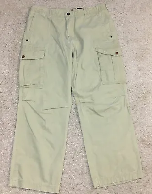 Timberland Men’s Cargo Pants Khaki 36 X 29 Leather Detail • $32.95