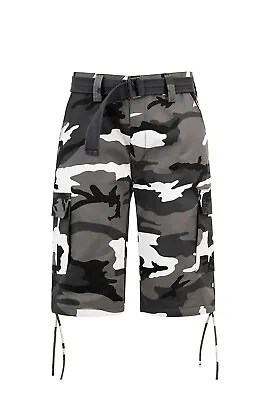 Men's Big And Tall Belted Military Army Camouflage Camo Cargo Shorts 9AP10-GG1B • $32.95