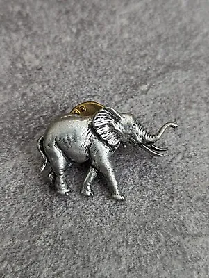 Pewter Elephant Pin Badge - AR Brown • £4.95