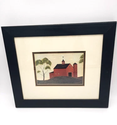 $18 • Buy Vintage Warren Kimble American Folk Art 12X14 Framed Red Barn Print