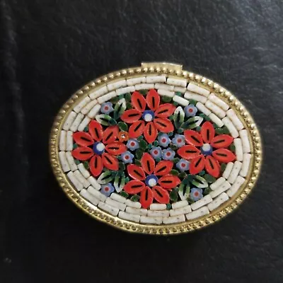 Vtg Italian Flower Mosaic Hinged Trinket Box • $10.99