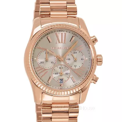 Michael Kors Lexington Womens Chronograph Watch Rose Gold Stainless Steel Band • $107.80