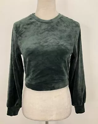 UGG RTW Dark Green Velour Cropped Crewneck Sweatshirt Size XS • $10.99