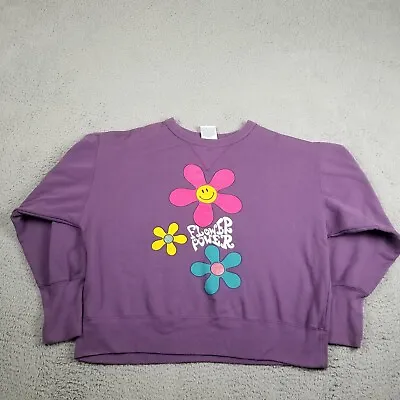Vtg 90s Hippie Flower Power Crewneck Sweatshirt Medium Ross Sportswear • $29.88