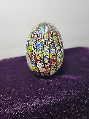 Vintage Egg Paperweight Art Glass Style Murano Multicolored  (B) • $34.95