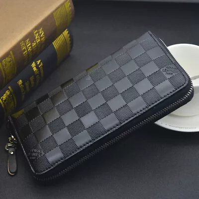 NEW Mens Business Leather Wallet Long Embossed Zipper Clutch Handbag Card Holder • $10.69