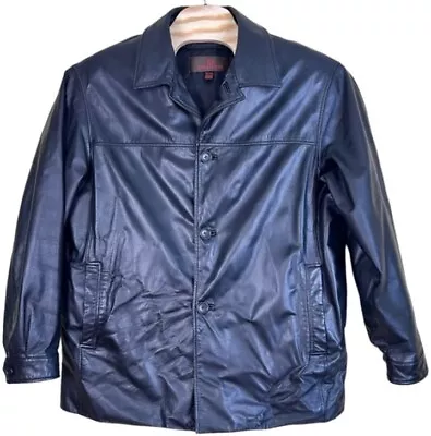 Danier Men’s Leather Jacket XL Removable Zippered Lining Classic Black 2 In 1 • $47.01