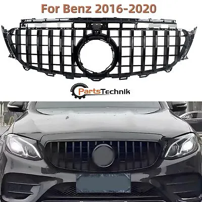 Gloss Black GT R Grille W/ Camera Hole For Mercedes Benz W213 E-CLASS 2016-2020 • $94.73