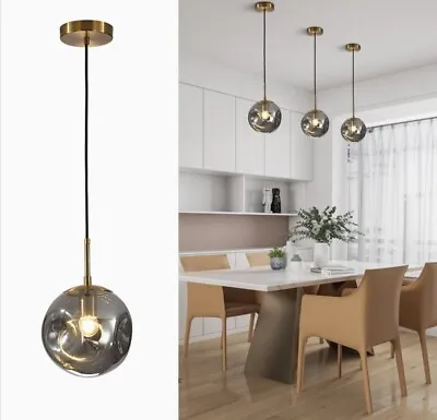 Mid Century Modern Hanging Pendant Light Fixture Gold Globe 1-Light Kitchen Isla • $39.99