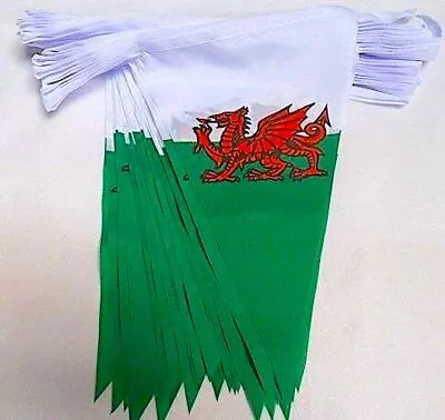 10 Metre Wales Welsh Dragon Rugby 6 Nation Fabric Flag Party Cymru Rugby Bunting • £6.95