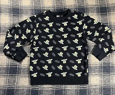 Star Wars  Baby Yoda Grogu All Over Graphic Sweatshirt Boys Large Sweater • $10