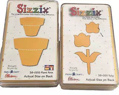 Sizzix Ellison Original Medium Yellow Dies ~ Tulip And Plant Flower Pots ~ New • $9.43