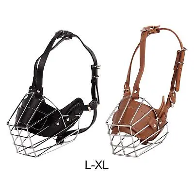 £21.38 • Buy Muzzle For Dog Anti Bite Bark Wire Basket Cage Adjustable PU Leather Straps