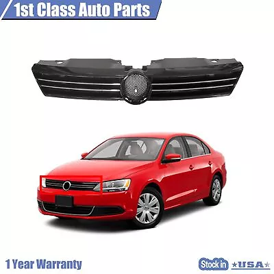 Front Upper Black W/ Chrome Face Bar Grille Assembly For 2011-2014 VW Jetta • $38.78