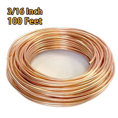 3/16  100FT Length Copper Brake Pipe Line Tubing Coil Roll 0.7mm Thick US • $39.90