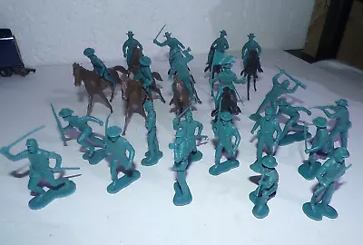 21 Vintage MARX Fort Apache Blue Calvary Men Soldiers W/8 Calvary Horses Figures • $19.99