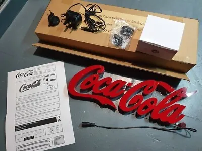 Coca Cola Script LED Light Up Sign Genuine Discontinued Promotional Item In Box • £95