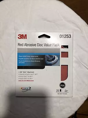 6  Psa Stikit Red Abrasive Sanding Discs - 220 Grit - 3m #01253 - 25 Pieces  • $7.99