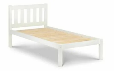 Pure White Solid Pine 3′ Single Bed Frame L201cm X D98cm X H92cm MADRID • £229