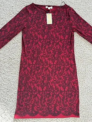 NWT MICHAEL BY MICHAEL KORS Women's Medium Black&Red Long Sleeve Shift Dress • $44.99